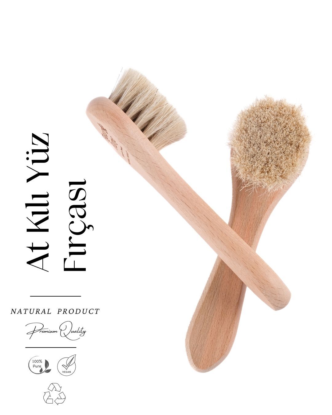 %100 Doğal At Kılı Yüz Fırçası(Saklama Kesesi Hediyeli)