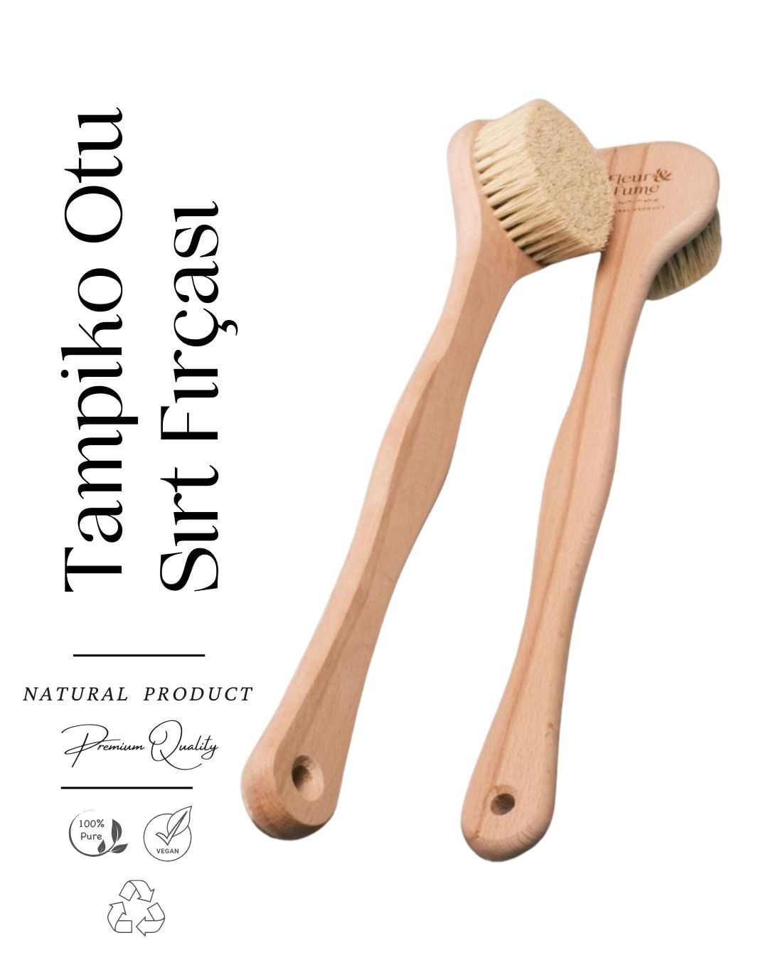 %100 Doğal Tampiko Otu Saplı Banyo Fırçası