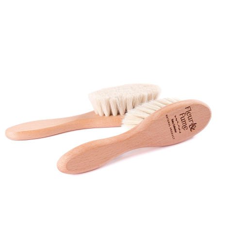 %100 Doğal Keçi Kılı Bebek Saç Fırçası - Yenidoğan (Saklama Kesesi Hediyeli)