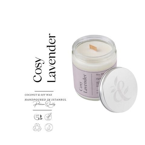 Cosy Lavender - Kokulu Premium Mum - Lavanta ve Pudralı Notaların Spa Etkisi Yaratan Huzuru