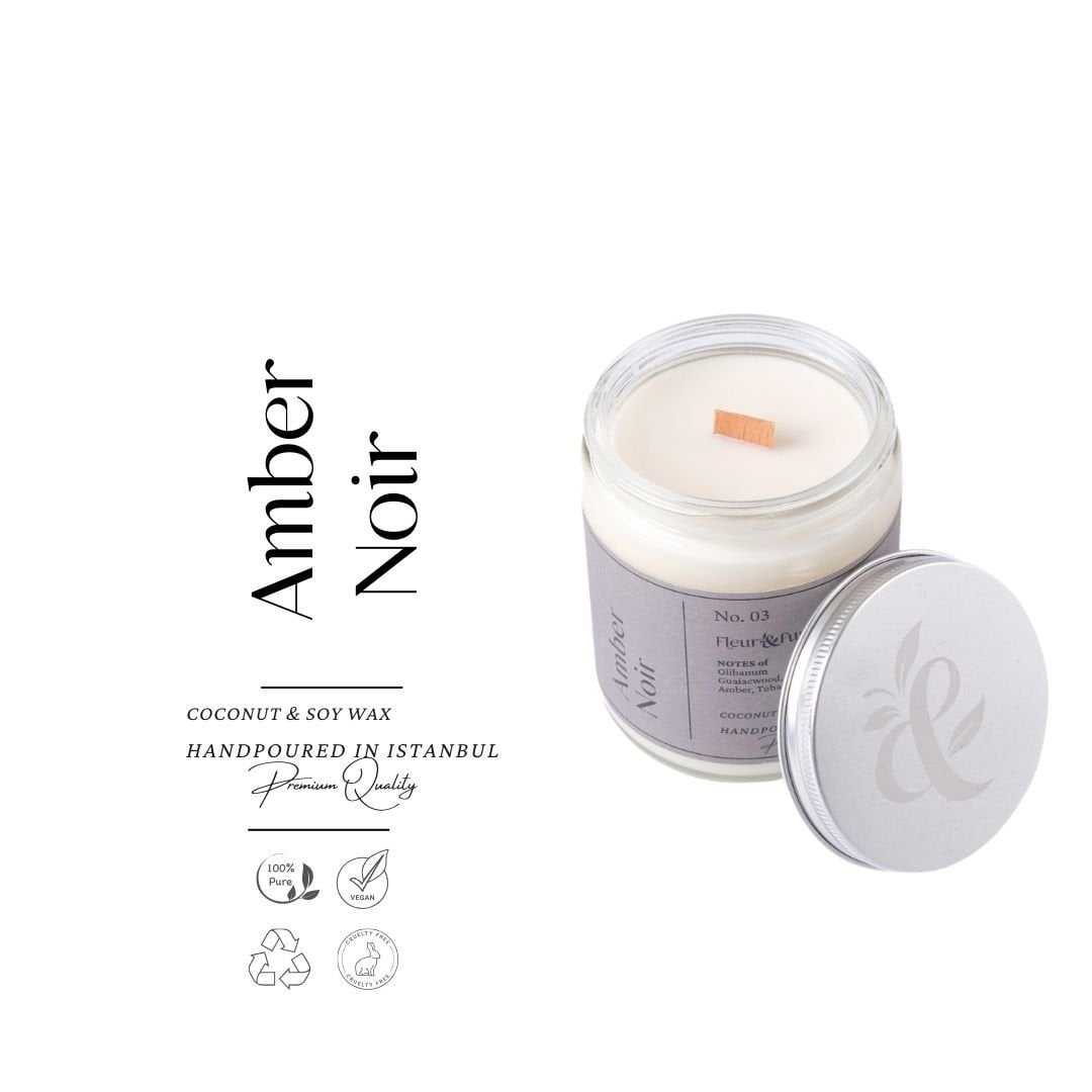 Amber Noir - Kokulu Premium Mum - Gizemli Odunsu Notalar, Kehribarın Sofistike Uyumu