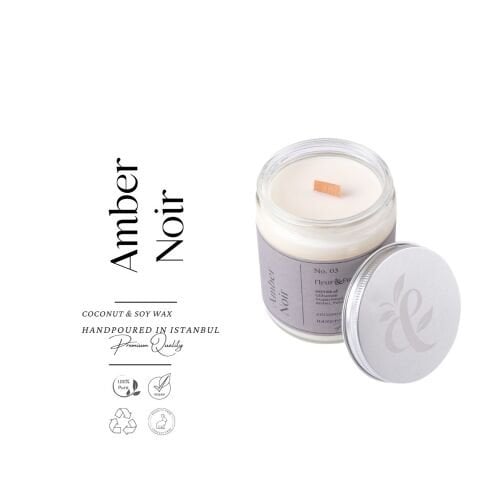 Amber Noir No.03 - Kokulu Premium Mum - Gizemli Odunsu Notalar, Kehribarın Sofistike Uyumu