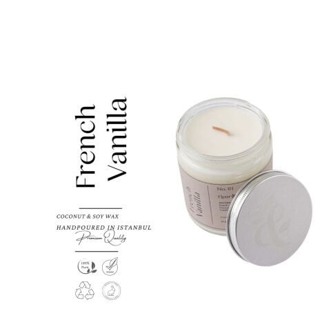 French Vanilla No.01 - Kokulu Premium Mum - Kremsi Vanilya ve Sıcak Baharatların Rahatlatıcı Kucaklaması