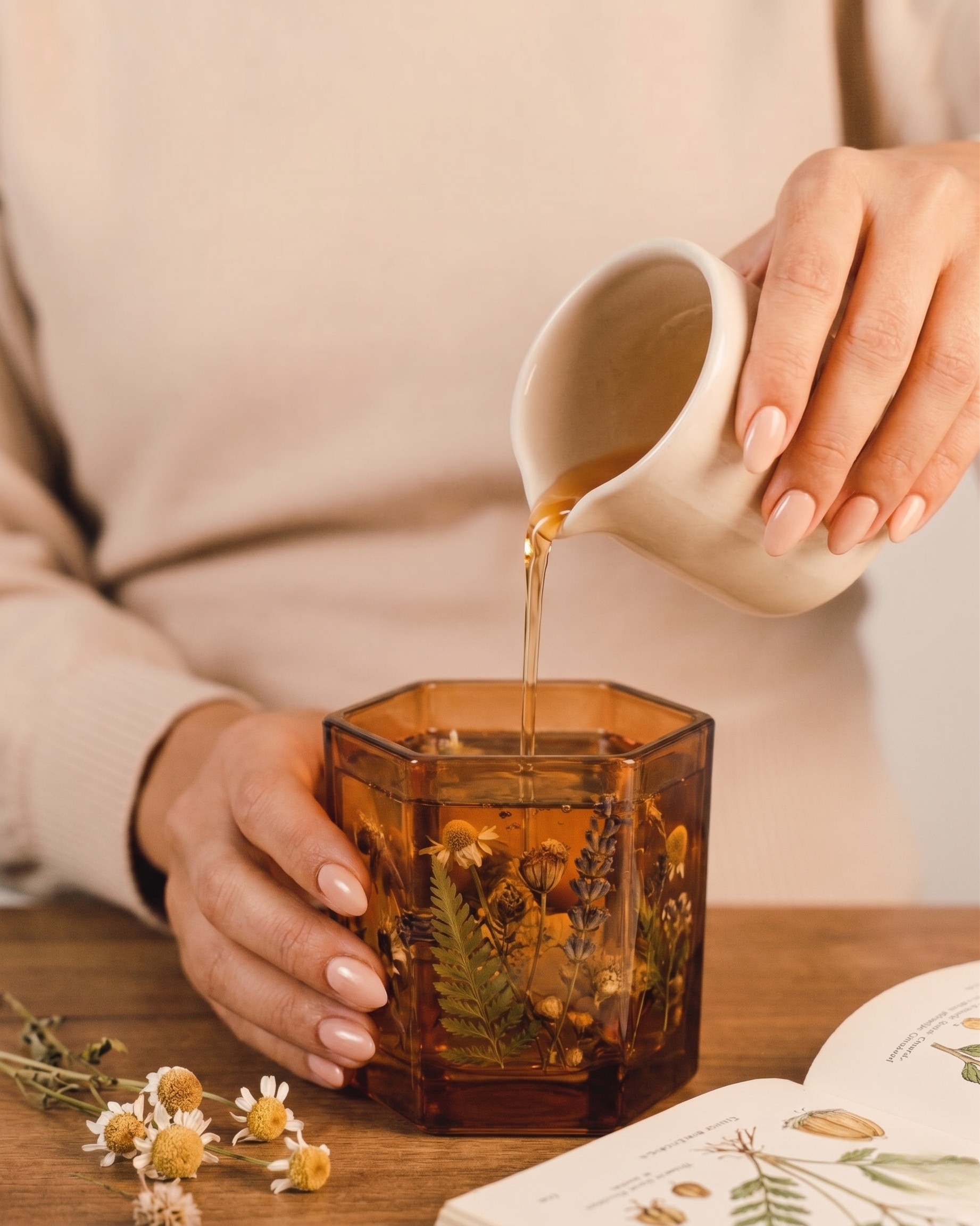 Fleur&Fume mum yakma anı — kibrit ve amber kavanozda alevlenmiş soy mum